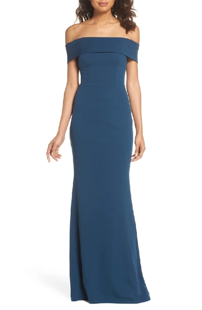 Shop Katie May Legacy Crepe Body-con Gown In Teal