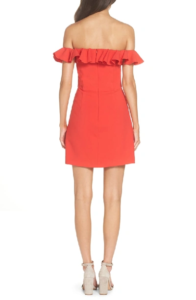 Shop French Connection Whisper Light Off The Shoulder Ruffle Dress In Shanghai Red