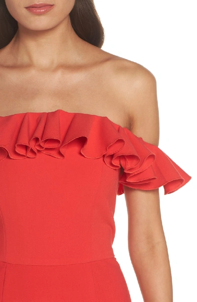 Shop French Connection Whisper Light Off The Shoulder Ruffle Dress In Shanghai Red