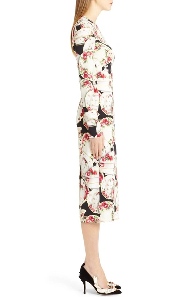 Shop Dolce & Gabbana Plate Print Sheath Dress In Plates