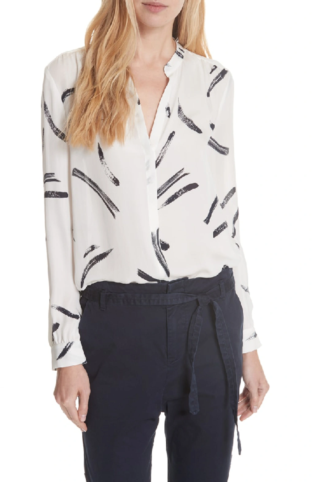 Joie Mintee Silk Long sleeve Blouse In Porcelain ModeSens
