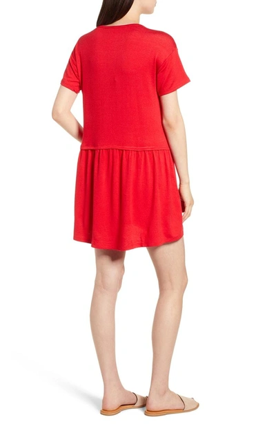 Shop Bobeau Knit Tee Dress In Red