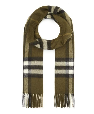 Shop Burberry Giant Icon Check Cashmere Scarf In Green