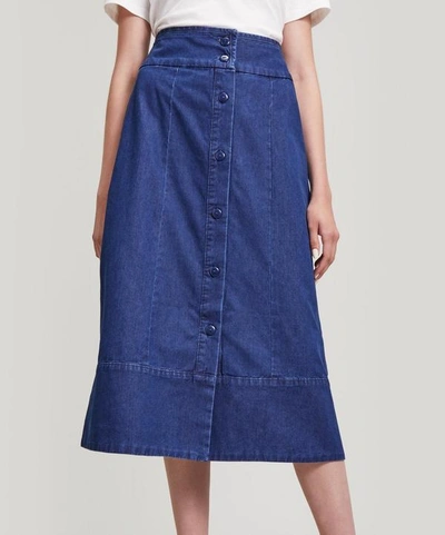 Shop Apc Iai Knight Denim Skirt In Blue