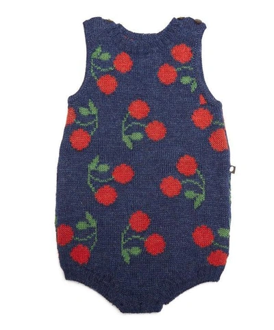 Shop Oeuf Nyc Cherry Tank Romper 3-18 Months In Navy