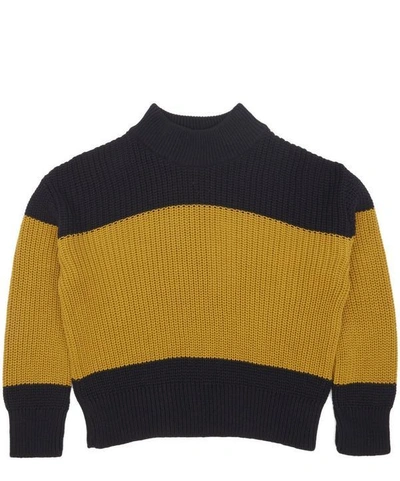 Shop Tinycottons Colour Block Sweater 2-8 Years In Yellow