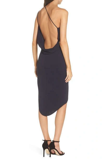 Shop Katie May One-shoulder Asymmetrical Cocktail Sheath In Navy