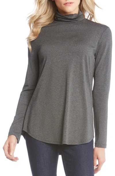 Shop Karen Kane Turtleneck Swing Top In Dark Heather Grey