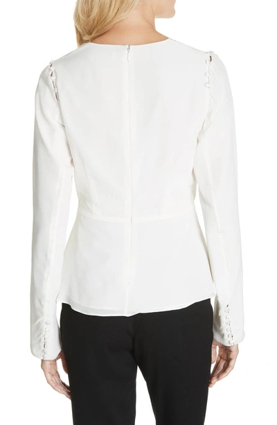 Shop Amur Joanna Button Shoulder Silk Blouse In White
