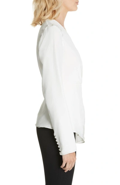 Shop Amur Joanna Button Shoulder Silk Blouse In White