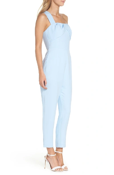 Shop Adelyn Rae Adria One-shoulder Jumpsuit In Powder Blue