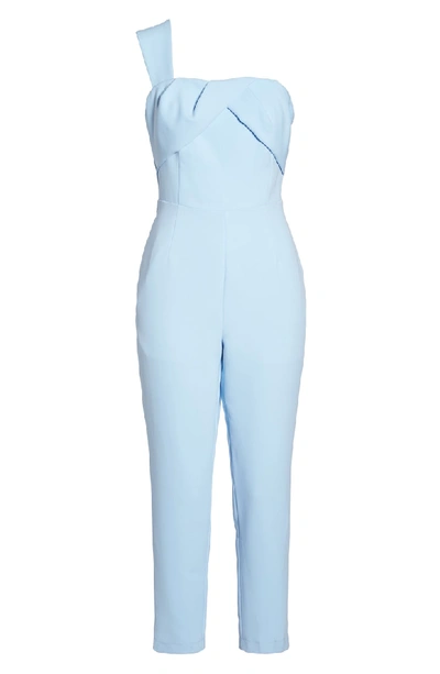 Shop Adelyn Rae Adria One-shoulder Jumpsuit In Powder Blue