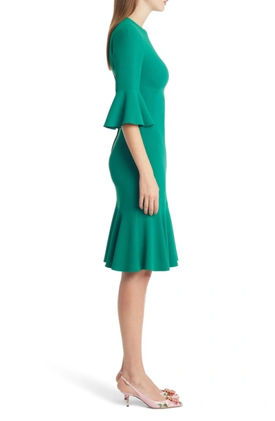 Shop Dolce & Gabbana Ruffle Sleeve & Hem Dress In Green