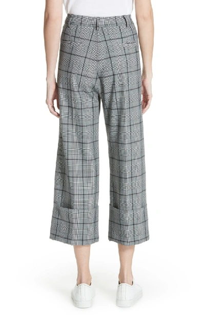 Shop Sea Bacall Cuff Crop Wide Leg Pants In Gray Plaid