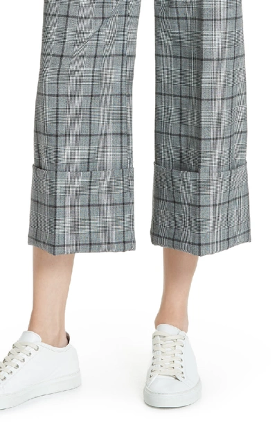 Shop Sea Bacall Cuff Crop Wide Leg Pants In Gray Plaid