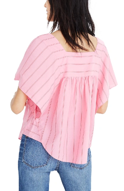 Shop Madewell Stripe Butterfly Top In Peony Pink