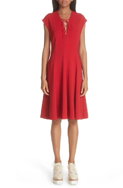 Shop Stella Mccartney Lace-up Dress In Lover Red