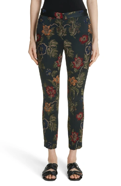 Shop Rosetta Getty Floral Satin Jacquard Trousers In Multi