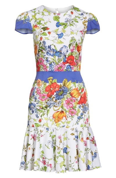 Shop Milly Karissa Floral Stretch Cotton Dress In Multi