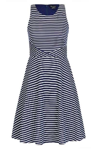 Shop City Chic Nautical Stripe A-line Tie Dress In White Stripe