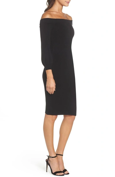 Shop Ali & Jay Standing Strong Off The Shoulder Midi Sweater Dress In Black