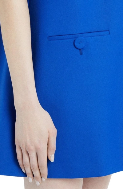 Shop Sara Battaglia Stretch Wool A-line Dress In Blue