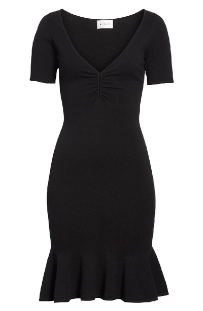 Shop Milly Shirred Front Knit Dress In Black