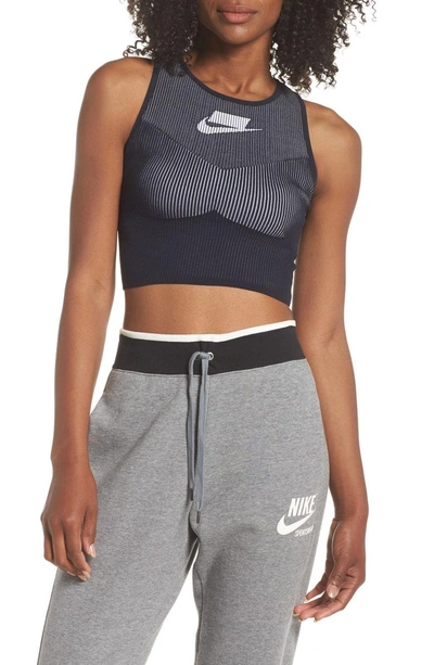 Shop Nike Tech Knit Crop Tank In Dark Obsidian/ White