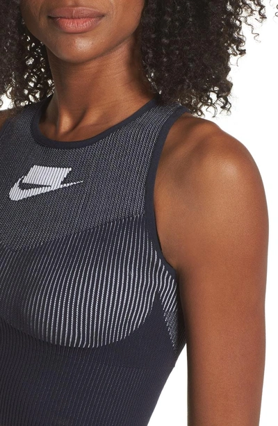 Shop Nike Tech Knit Crop Tank In Dark Obsidian/ White