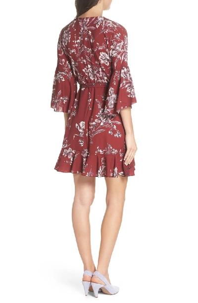 Shop French Connection Ellette Crepe Faux Wrap Dress In Deep Frambroise Multi