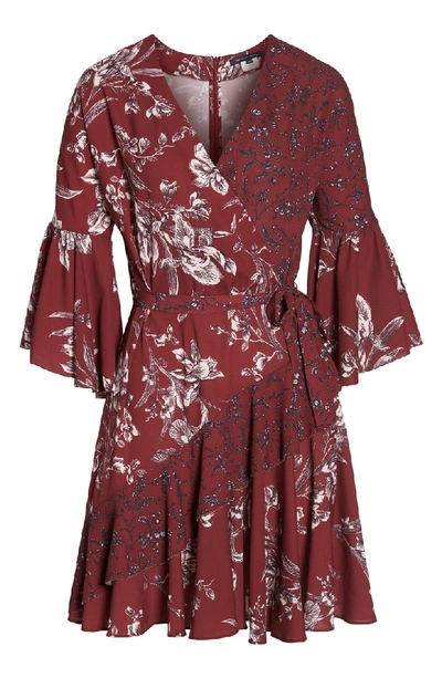 Shop French Connection Ellette Crepe Faux Wrap Dress In Deep Frambroise Multi
