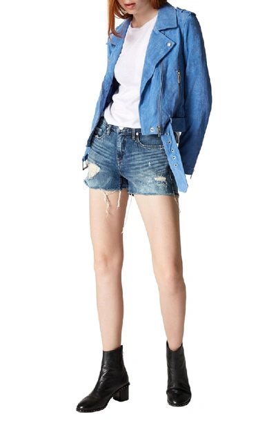 Shop Blanknyc Suede Moto Jacket In Hydrangea