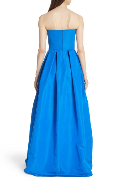 Shop Sachin & Babi Bow Front Strapless Silk Ballgown In Imperial Blue