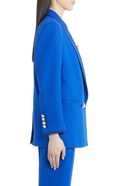 Shop Sara Battaglia Stretch Wool Jacket In Blue