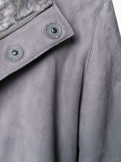 Shop Manzoni 24 Fur Trimmed Coat In Grey