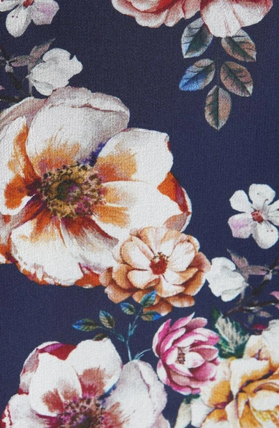 Shop Nicholas Garden Rose Silk Minidress In Navy
