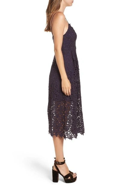 Shop Astr Lace Midi Dress In Eggplant