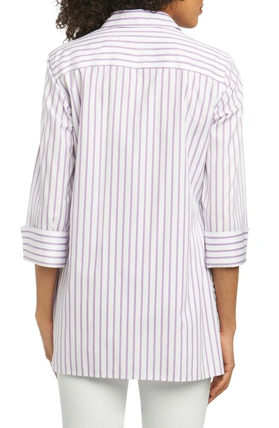 Shop Foxcroft Wanda Stripe Tunic Shirt In Fresh Lilac