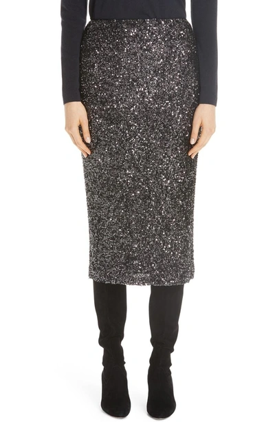 Shop Lafayette 148 Casey Sequin Midi Skirt In Gunmetal