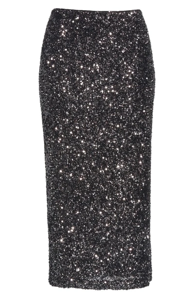 Shop Lafayette 148 Casey Sequin Midi Skirt In Gunmetal