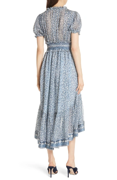 Shop Ulla Johnson Evania Floral Silk Blend Dress In Sky