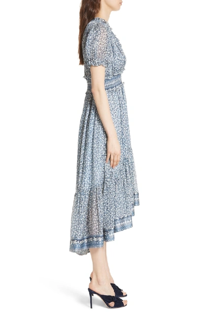 Shop Ulla Johnson Evania Floral Silk Blend Dress In Sky