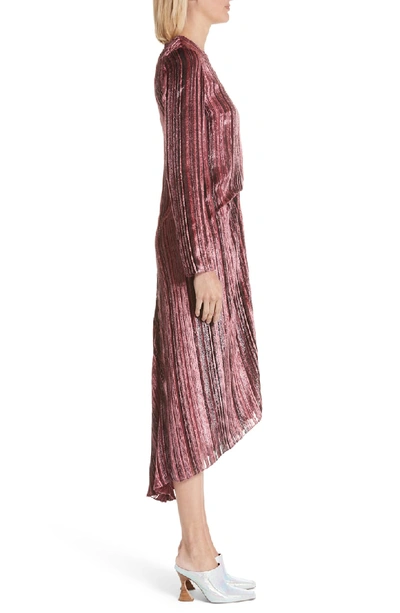 Shop Sies Marjan Metallic & Velvet Stripe Dress In Dark Salmon