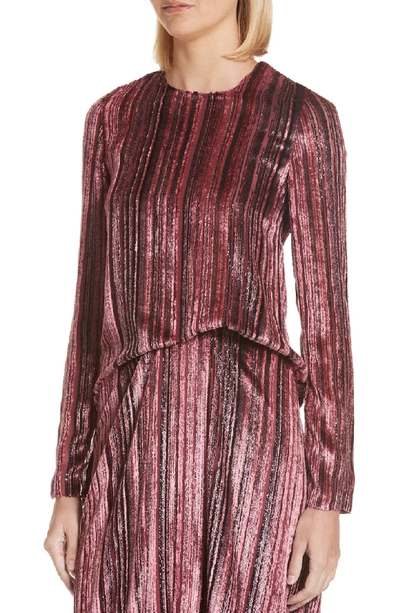 Shop Sies Marjan Metallic & Velvet Stripe Dress In Dark Salmon