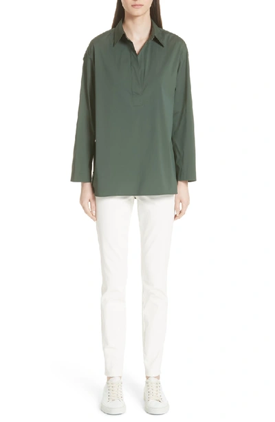 Shop Lafayette 148 Beckett Blouse In Bottle Green