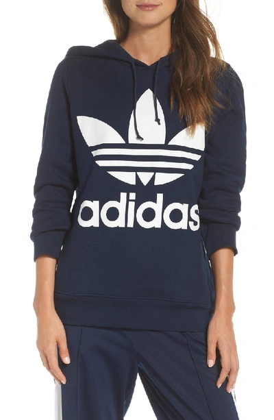 Shop Adidas Originals Trefoil Hoodie In Collegiate Navy