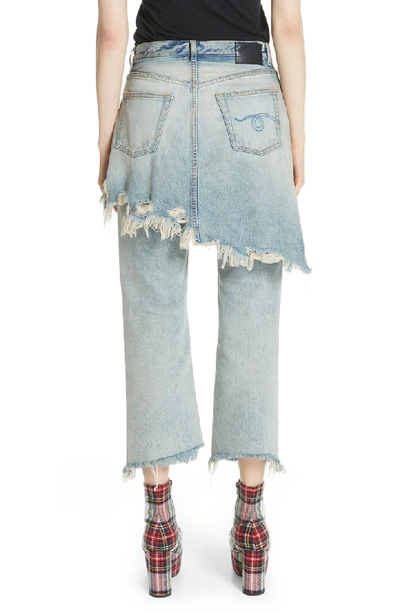 Shop R13 Double Classic Ripped Crop Jeans In Leyton Blue Wash