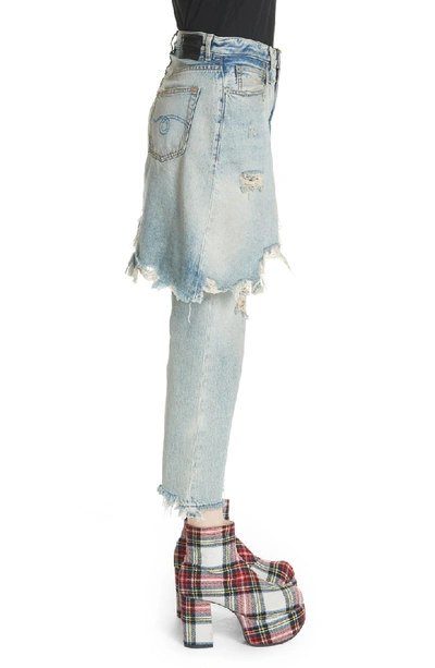 Shop R13 Double Classic Ripped Crop Jeans In Leyton Blue Wash