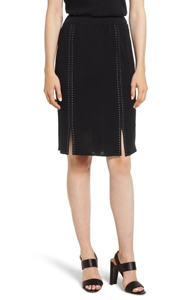 Shop Ming Wang Studded Knit Skirt In Black