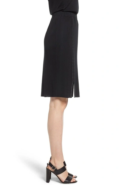 Ming Wang Studded Knit Skirt In Black